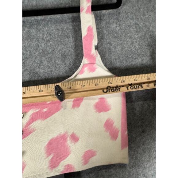 Vanessa Mooney Top‎ Women Large Pink Animal Print Tie Front Cropped Vacation NWt - Picture 6 of 9